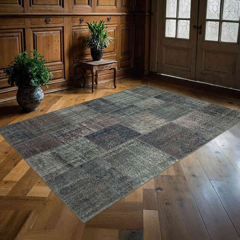 Patchwork Hand-Knotted Turkish Rug - 5' 7" x 7' 11" (67" x 95") - K0063867