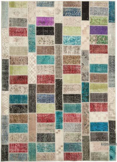 Patchwork Hand-Knotted Turkish Rug - 5' 10" x 8' 1" (70" x 97")
