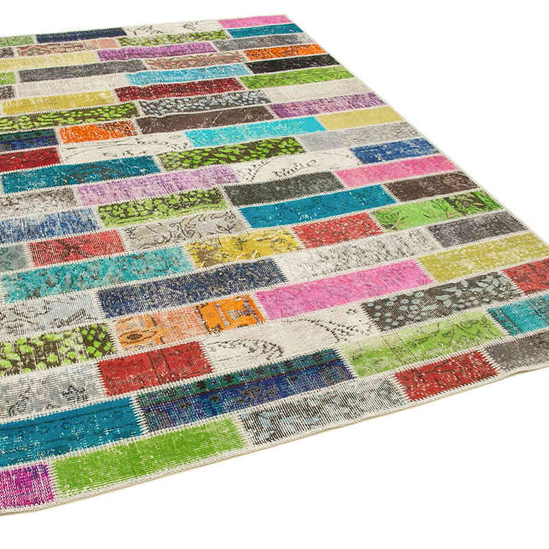 Patchwork Hand-Knotted Turkish Rug - 5' 8" x 7' 5" (68" x 89") - K0063875