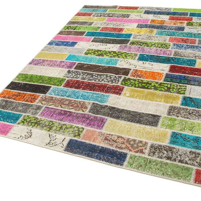 Patchwork Hand-Knotted Turkish Rug - 5' 8" x 7' 5" (68" x 89") - K0063875