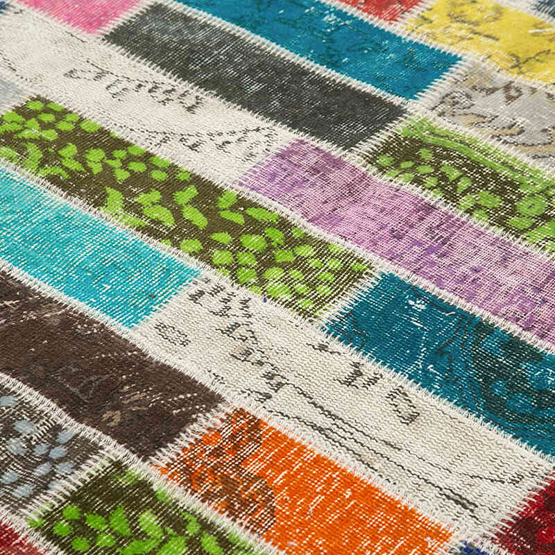 Patchwork Hand-Knotted Turkish Rug - 5' 8" x 7' 5" (68" x 89") - K0063875