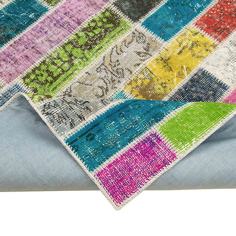 Patchwork Hand-Knotted Turkish Rug - 5' 8" x 7' 5" (68" x 89") - K0063875