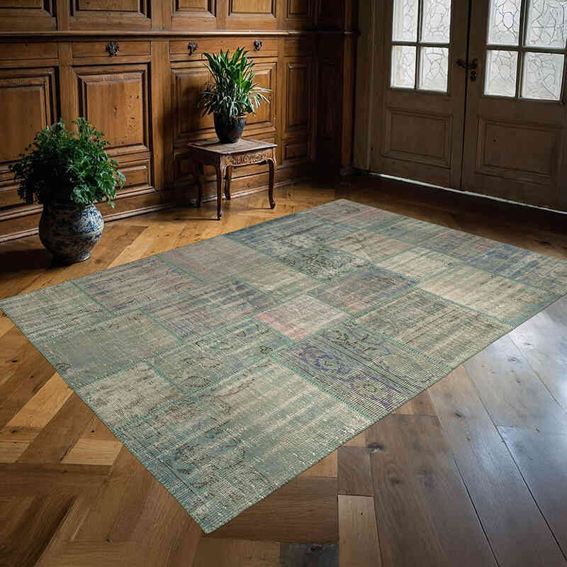 Patchwork Hand-Knotted Turkish Rug - 5' 9" x 8'  (69" x 96") - K0063878