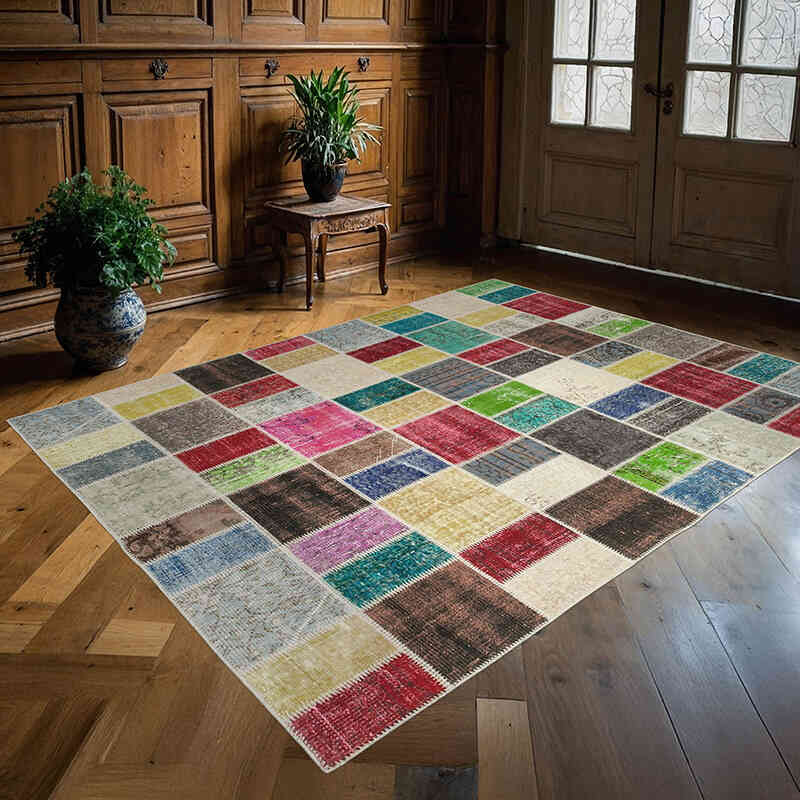 Patchwork El Dokuma Halı - 177 cm x 229 cm - K0063880
