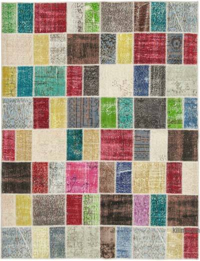 Patchwork Hand-Knotted Turkish Rug - 5' 10" x 7' 6" (70" x 90")