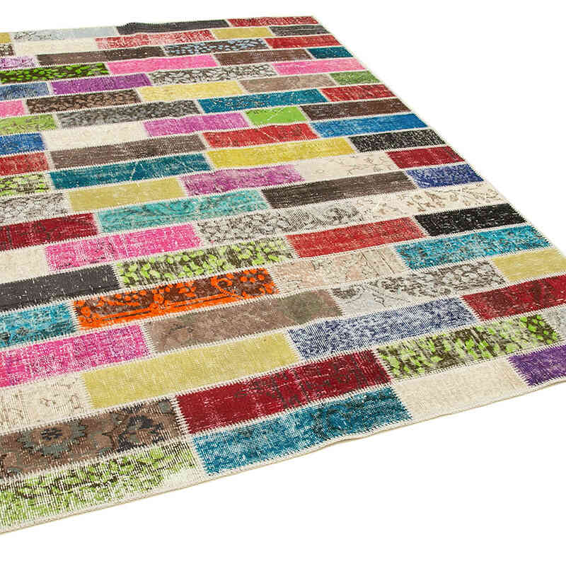 Patchwork Hand-Knotted Turkish Rug - 5' 9" x 7' 5" (69" x 89") - K0063881
