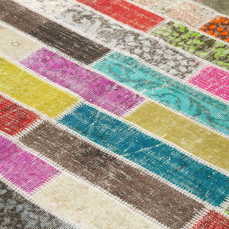 Patchwork Hand-Knotted Turkish Rug - 5' 9" x 7' 5" (69" x 89") - K0063881