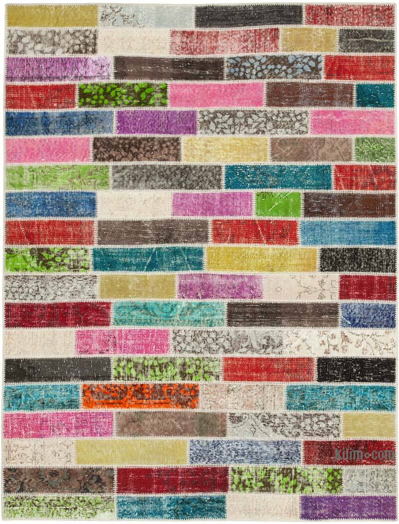 Patchwork Hand-Knotted Turkish Rug - 5' 9" x 7' 5" (69" x 89") - K0063881
