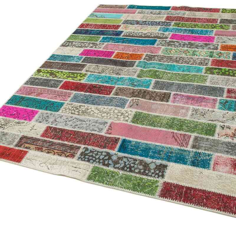 Patchwork Hand-Knotted Turkish Rug - 5' 8" x 7' 6" (68" x 90") - K0063884