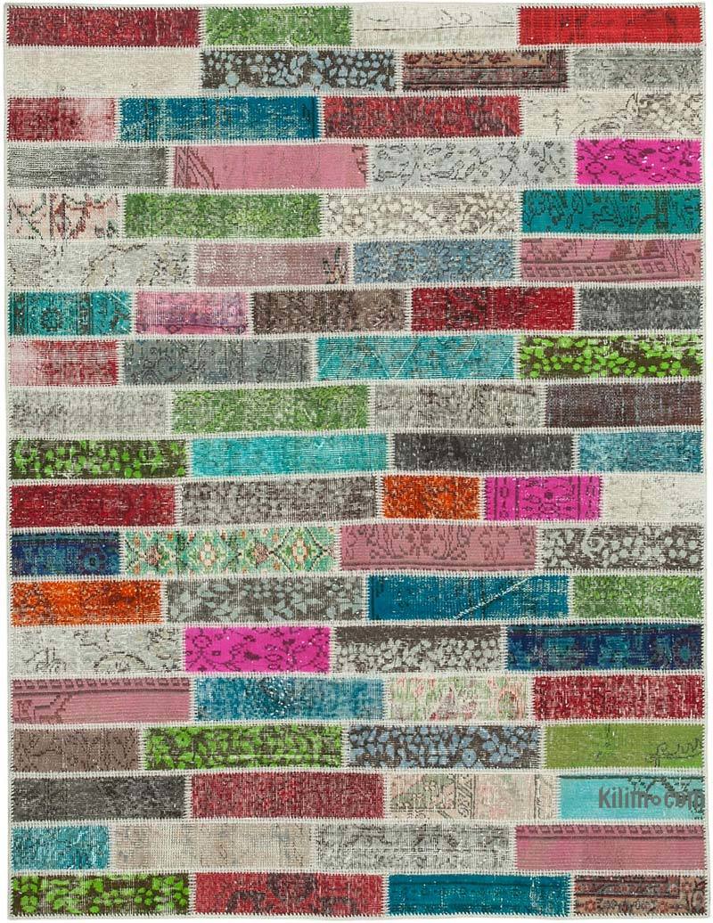 Patchwork Hand-Knotted Turkish Rug - 5' 8" x 7' 6" (68" x 90") - K0063884
