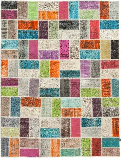 Patchwork Hand-Knotted Turkish Rug - 5' 8" x 7' 5" (68" x 89")