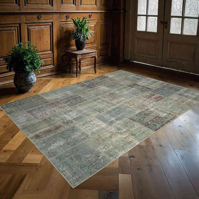 Patchwork Hand-Knotted Turkish Rug - 5' 9" x 7' 10" (69" x 94") - K0063888