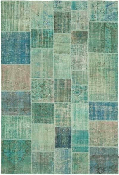 Verde Alfombra Turca de Retazos - 205 cm x 300 cm