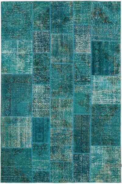 Patchwork Hand-Knotted Turkish Rug - 6' 7" x 9' 9" (79" x 117")