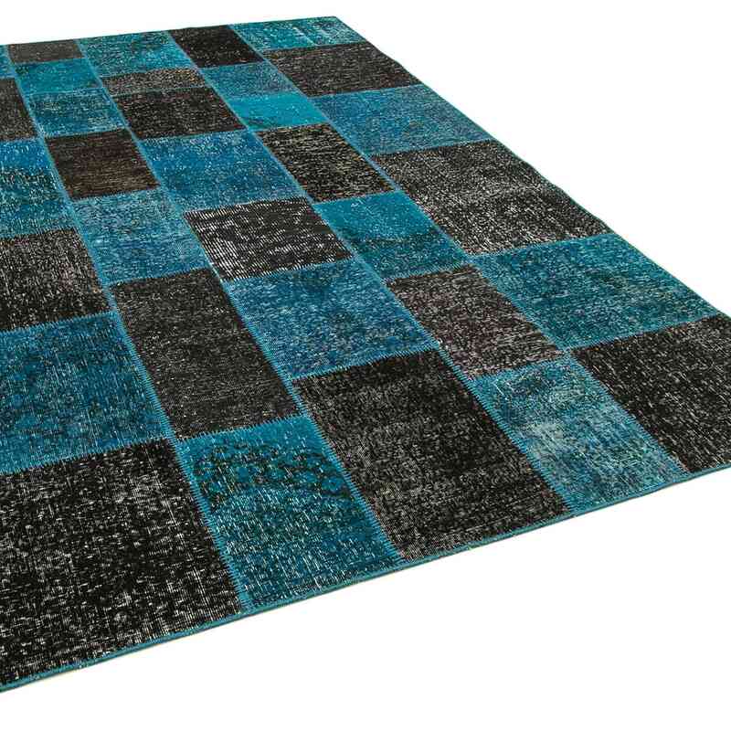 Mavi Patchwork El Dokuma Halı - 200 cm x 297 cm - K0063896