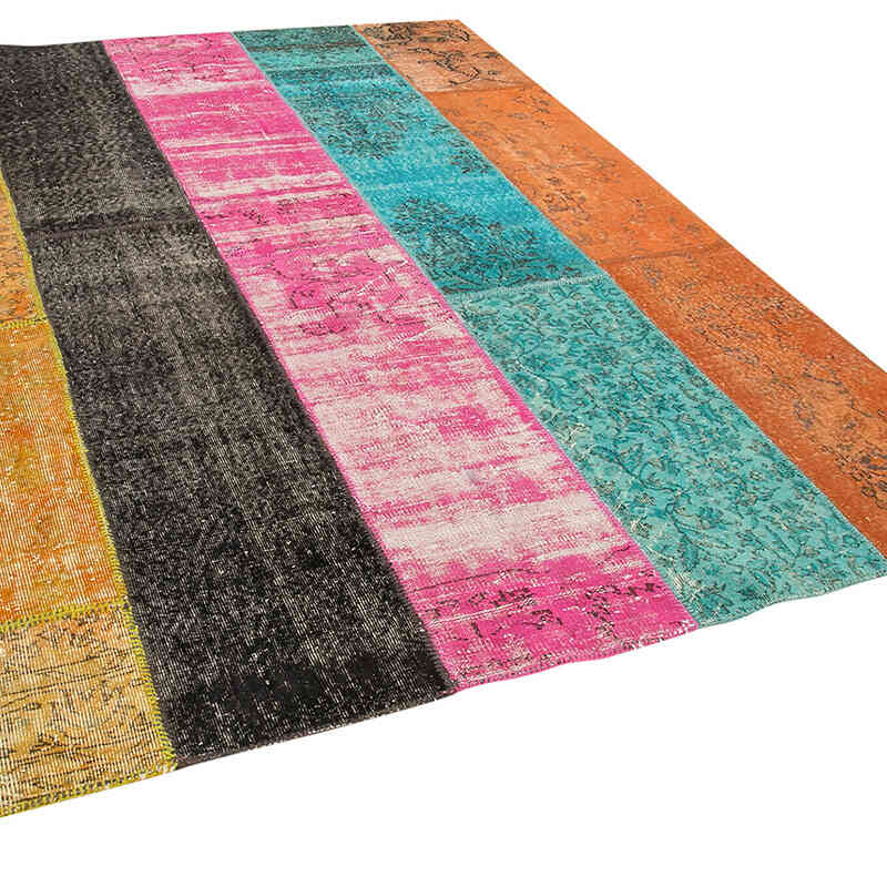 Patchwork Hand-Knotted Turkish Rug - 6' 9" x 8' 9" (81" x 105") - K0063901
