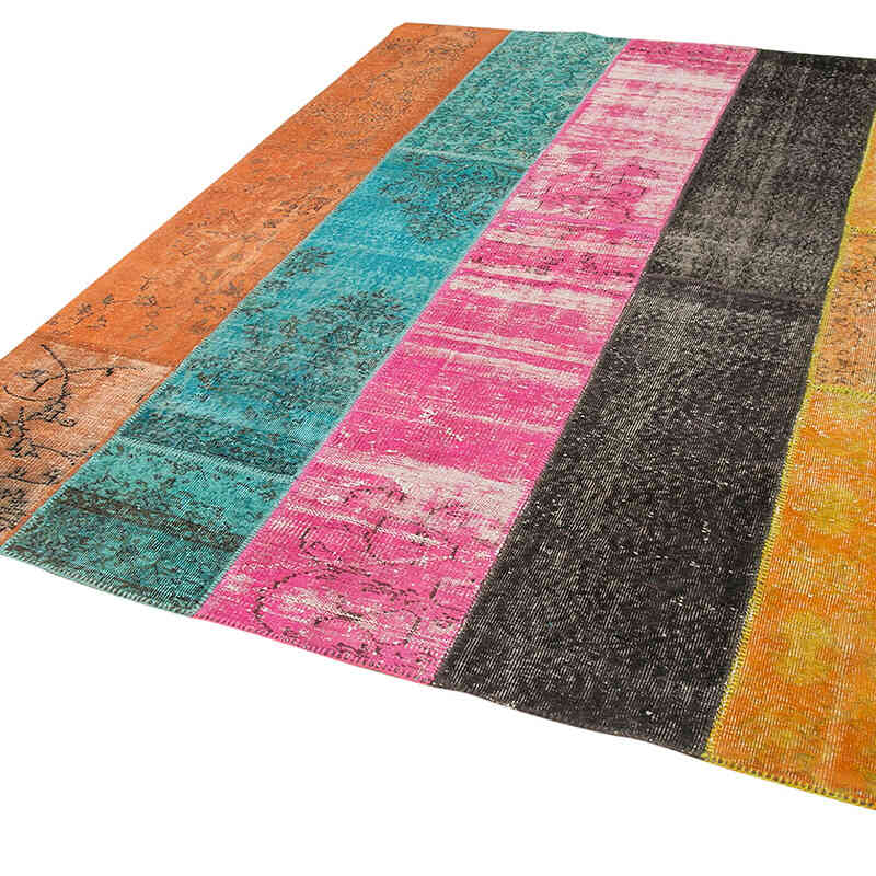 Patchwork Hand-Knotted Turkish Rug - 6' 9" x 8' 9" (81" x 105") - K0063901