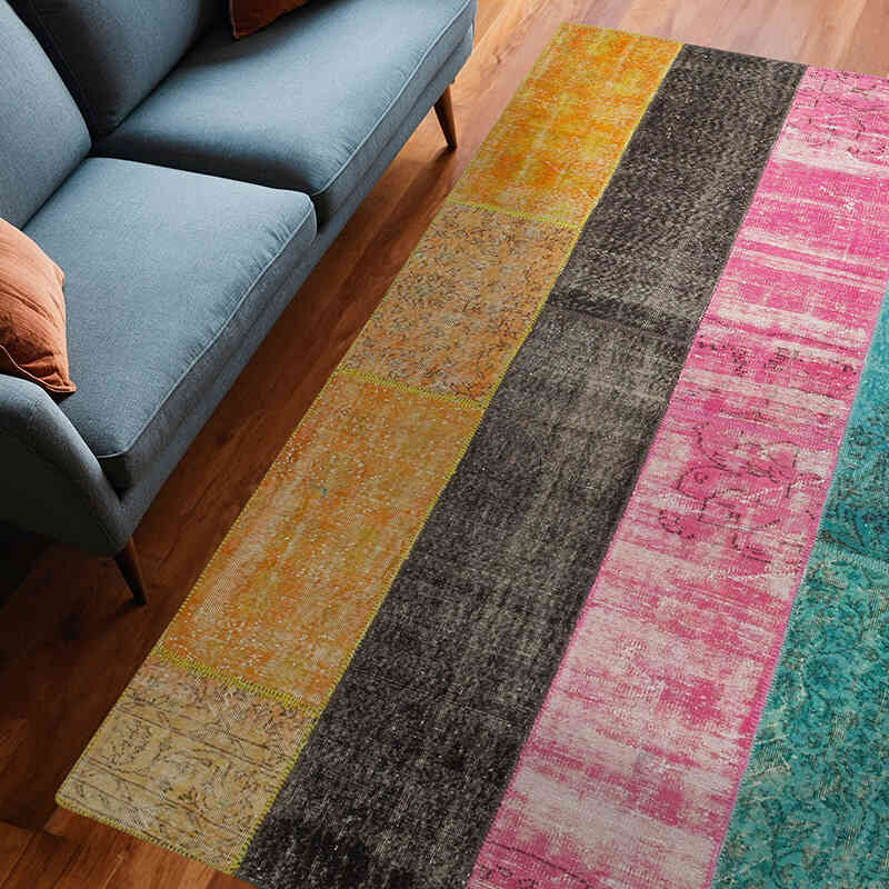 Patchwork Hand-Knotted Turkish Rug - 6' 9" x 8' 9" (81" x 105") - K0063901