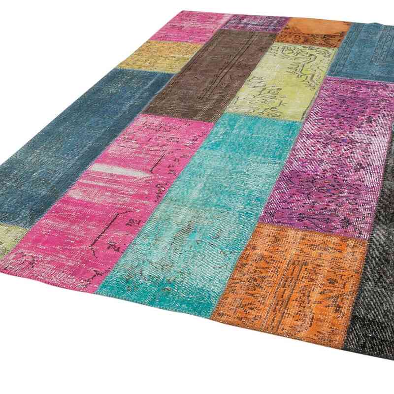 Patchwork Hand-Knotted Turkish Rug - 6' 9" x 9' 1" (81" x 109") - K0063903