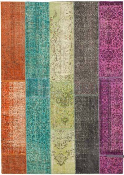Patchwork Hand-Knotted Turkish Rug - 6' 9" x 9' 6" (81" x 114")