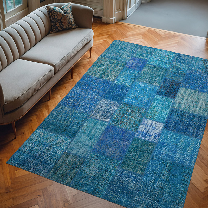 Patchwork Hand-Knotted Turkish Rug - 6' 9" x 10'  (81" x 120") - K0063905