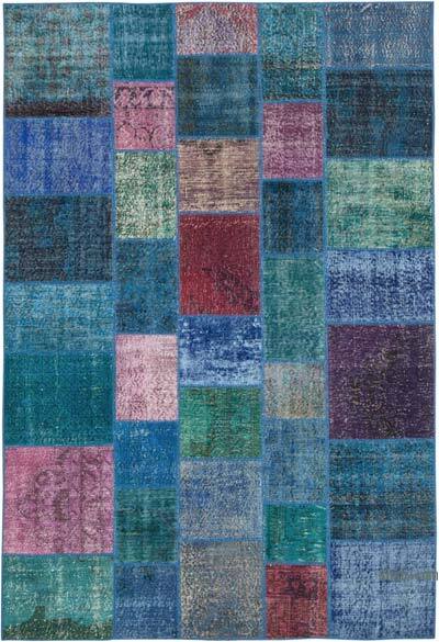 Purple Patchwork Hand-Knotted Turkish Rug - 6' 8" x 9' 10" (80" x 118")