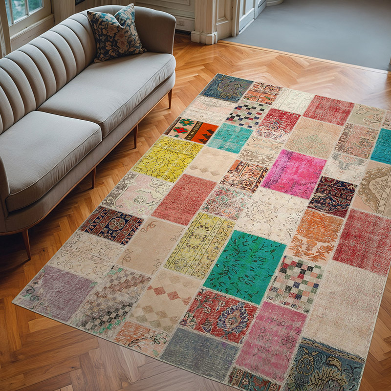 Patchwork El Dokuma Halı - 208 cm x 296 cm - K0063921