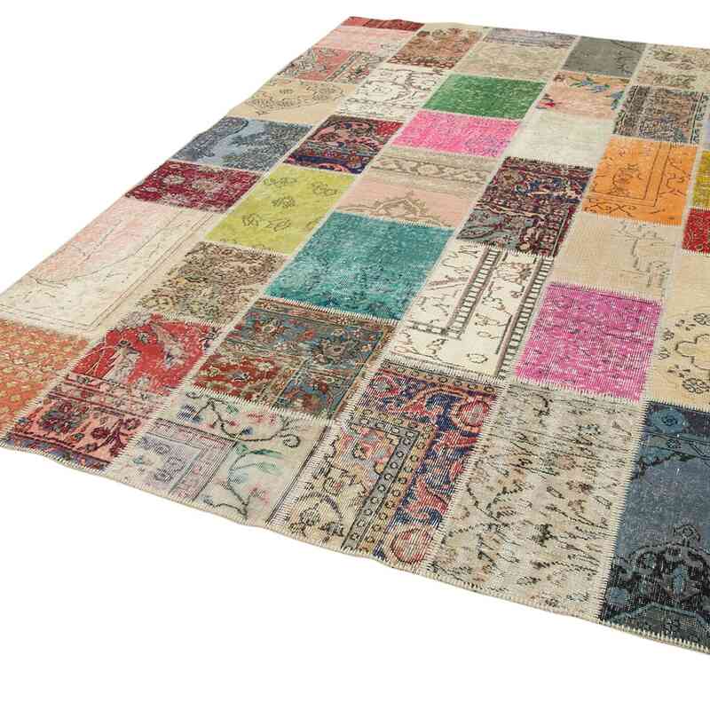 Patchwork Hand-Knotted Turkish Rug - 6' 10" x 9' 9" (82" x 117") - K0063927