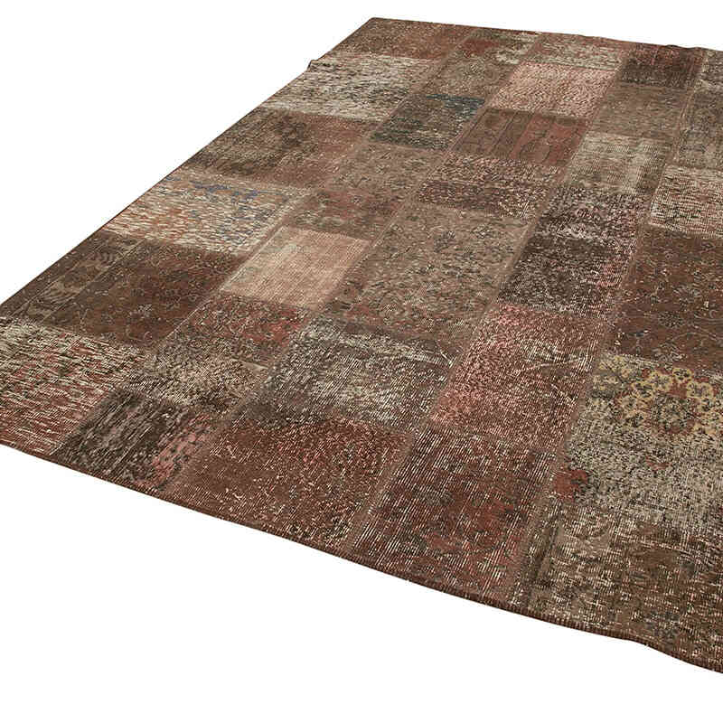 Patchwork Hand-Knotted Turkish Rug - 6' 8" x 9' 10" (80" x 118") - K0063928