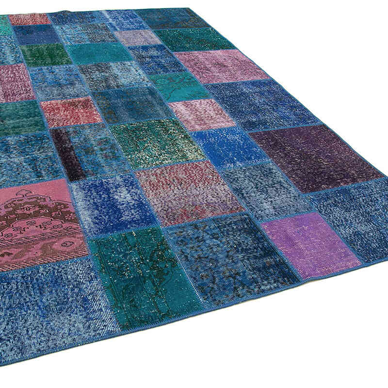 Purple Patchwork Hand-Knotted Turkish Rug - 6' 8" x 9' 10" (80" x 118") - K0063929