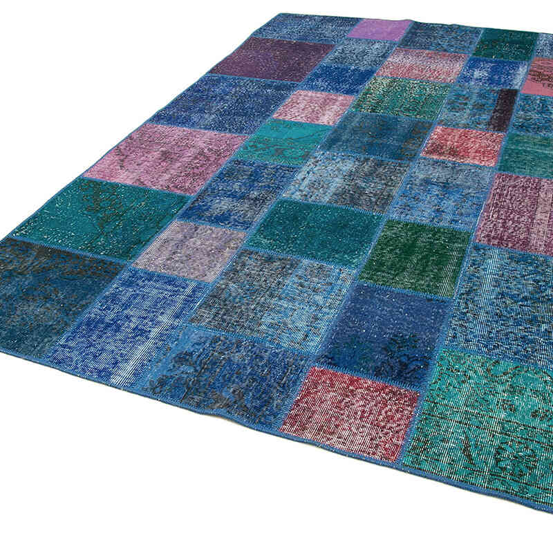 Purple Patchwork Hand-Knotted Turkish Rug - 6' 8" x 9' 10" (80" x 118") - K0063929