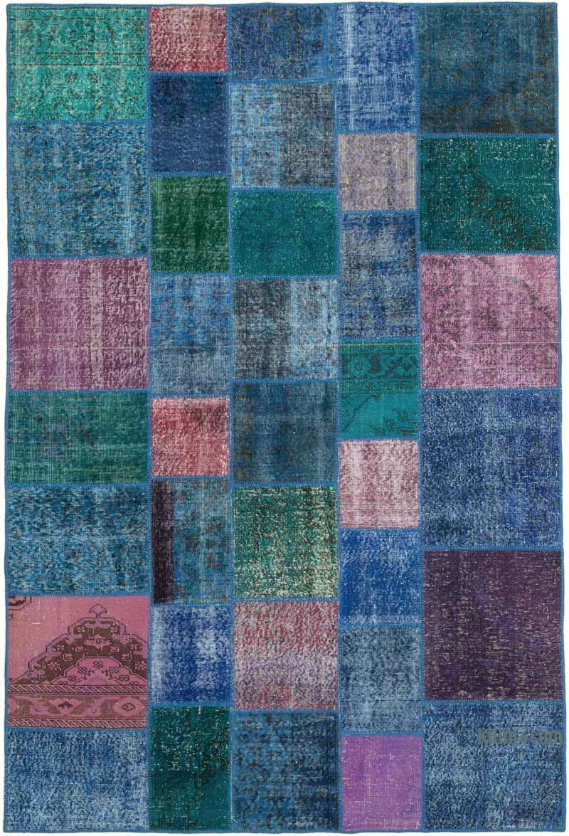 Purple Patchwork Hand-Knotted Turkish Rug - 6' 8" x 9' 10" (80" x 118") - K0063929