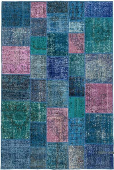 Purple Patchwork Hand-Knotted Turkish Rug - 6' 8" x 9' 10" (80" x 118")