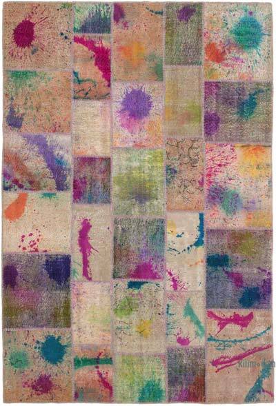 Patchwork Hand-Knotted Turkish Rug - 6' 8" x 9' 10" (80" x 118")