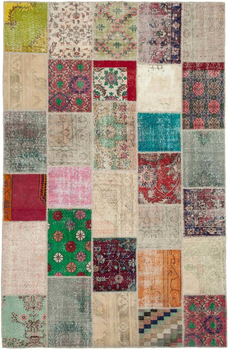 Patchwork Hand-Knotted Turkish Rug - 6' 6" x 10'  (78" x 120") - K0063940