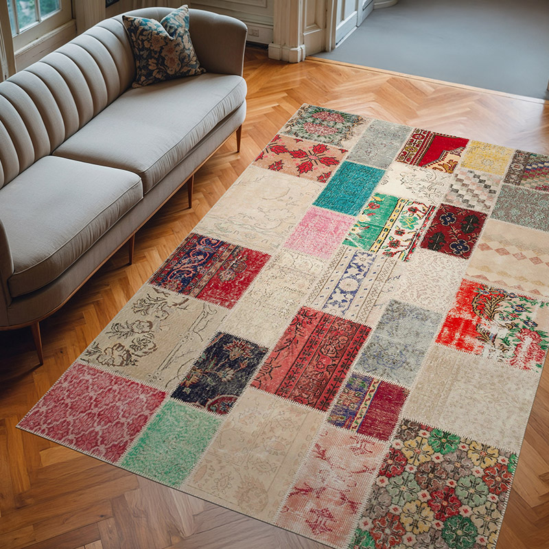 Patchwork El Dokuma Halı - 204 cm x 296 cm - K0063942