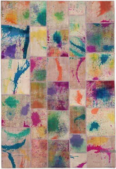 Mor Patchwork El Dokuma Halı - 206 cm x 302 cm