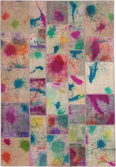 Mor Patchwork El Dokuma Halı - 204 cm x 298 cm