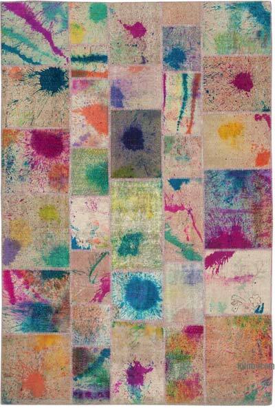 Mor Patchwork El Dokuma Halı - 206 cm x 305 cm
