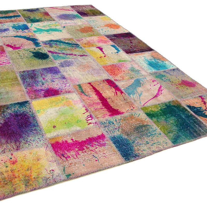 Patchwork Hand-Knotted Turkish Rug - 6' 6" x 9' 11" (78" x 119") - K0063953