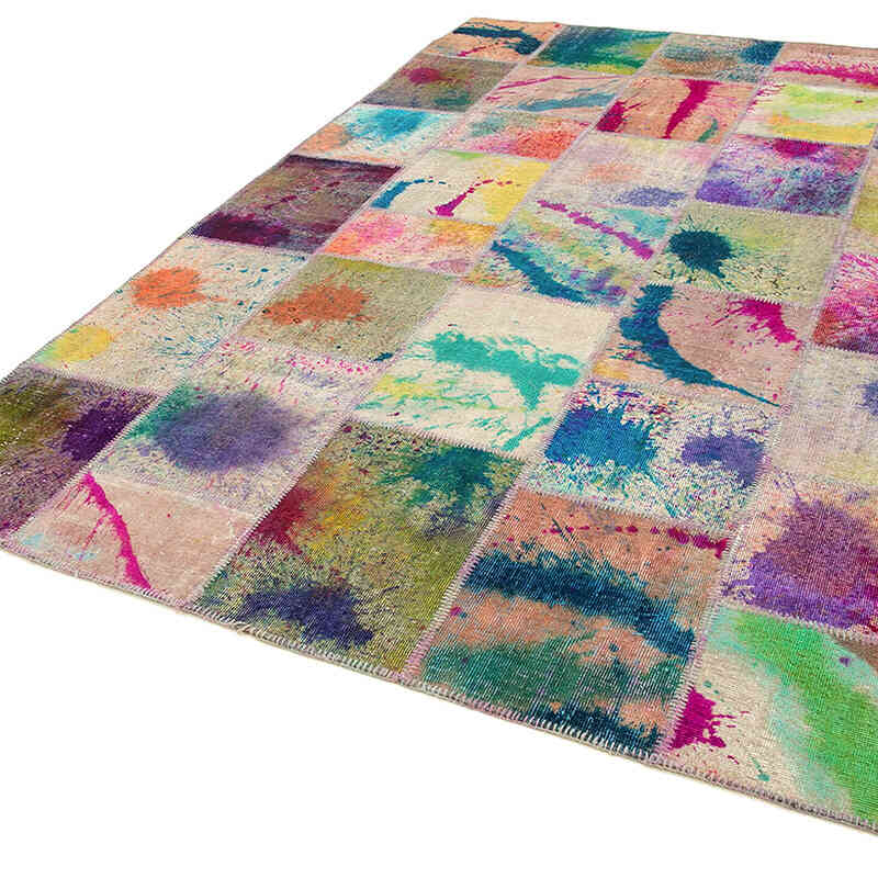 Patchwork Hand-Knotted Turkish Rug - 6' 6" x 9' 11" (78" x 119") - K0063953