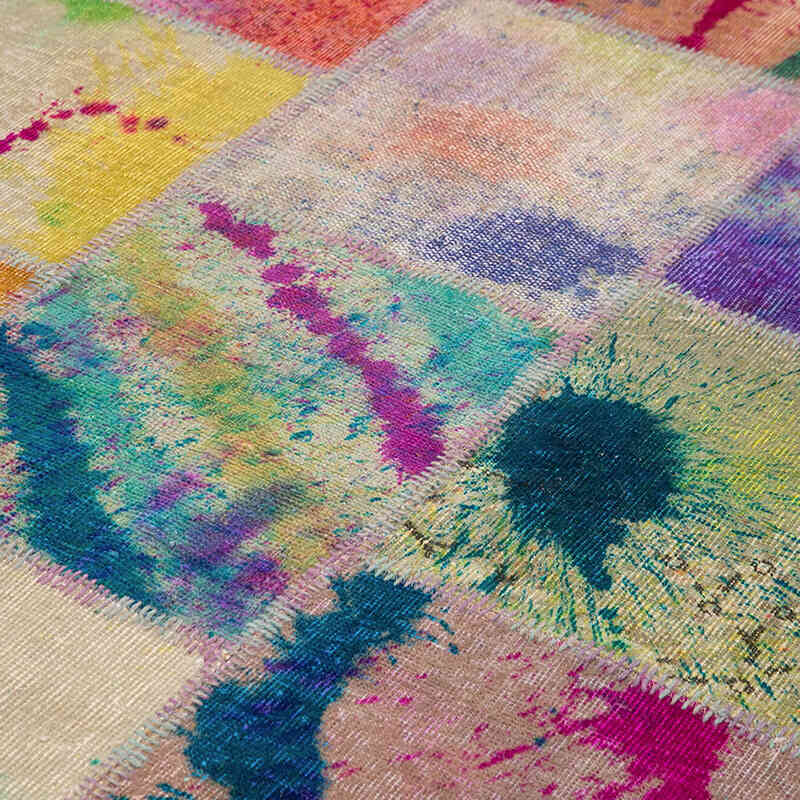 Patchwork Hand-Knotted Turkish Rug - 6' 6" x 9' 11" (78" x 119") - K0063953
