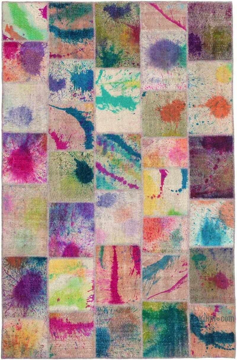 Patchwork Hand-Knotted Turkish Rug - 6' 6" x 9' 11" (78" x 119") - K0063953