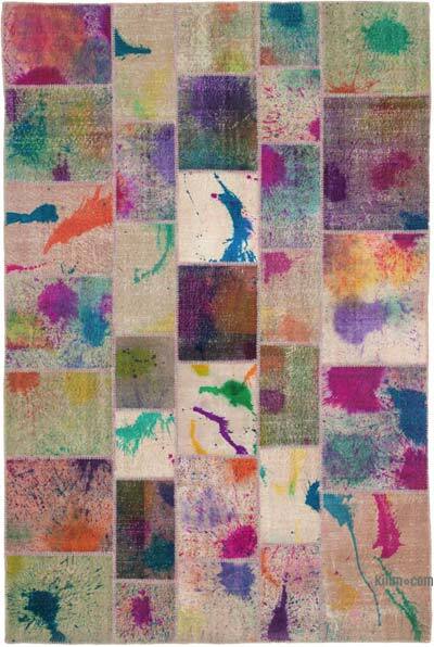 Patchwork Hand-Knotted Turkish Rug - 6' 9" x 10'  (81" x 120")