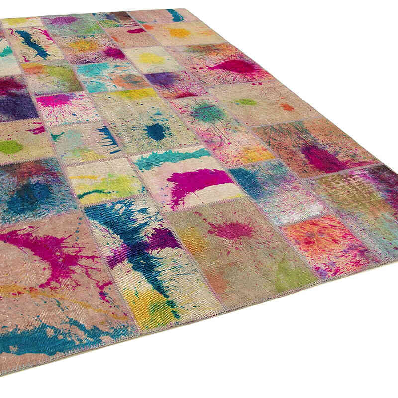 Patchwork Hand-Knotted Turkish Rug - 6' 9" x 9' 11" (81" x 119") - K0063956