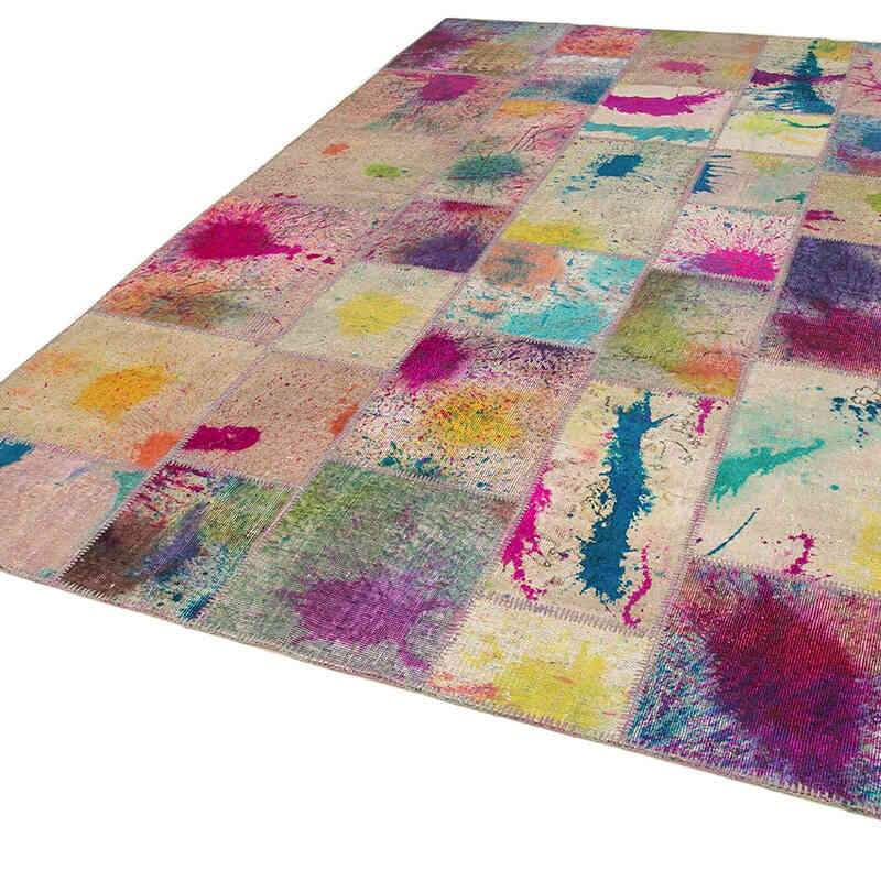 Patchwork Hand-Knotted Turkish Rug - 6' 9" x 9' 11" (81" x 119") - K0063956