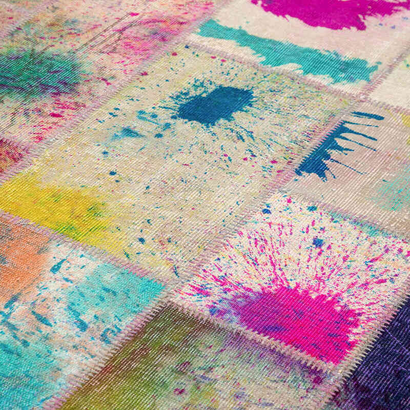 Patchwork Hand-Knotted Turkish Rug - 6' 9" x 9' 11" (81" x 119") - K0063956