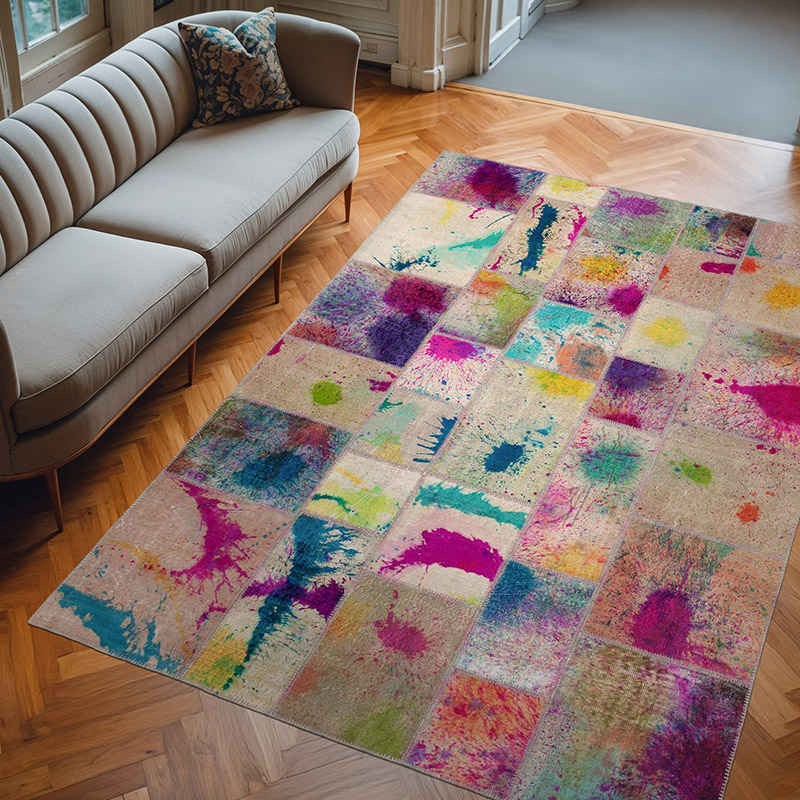 Patchwork Hand-Knotted Turkish Rug - 6' 9" x 9' 11" (81" x 119") - K0063956