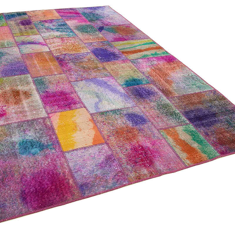 Patchwork Hand-Knotted Turkish Rug - 6' 7" x 9' 10" (79" x 118") - K0063957