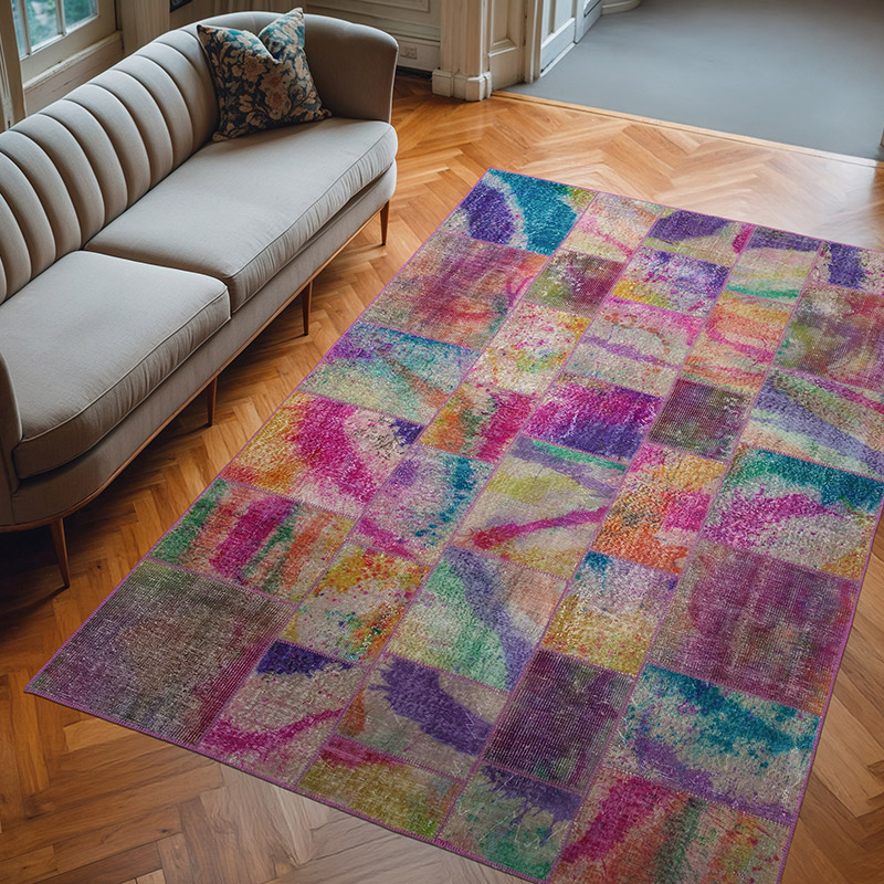 Patchwork El Dokuma Halı - 202 cm x 300 cm - K0063962